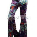 MGOO 2017 Custom Print Velvet Floral Print Bottom Leggings High Waist Flare Leg Opening Fashion Pants thumbnail-4