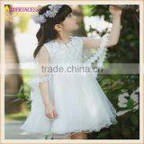 Medium Length Short Sleeves Anti Wrinkle Girl Chiffon Wedding Dress Uses Children Clothing thumbnail-2
