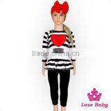 66TQZ466 Lovebaby Wholesale Long Sleeve Cotton Black Strip Top With Red Heart Print for Valentines Day Baby Clothes 1 Set thumbnail-2
