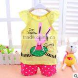 Little Girls Easter Ruffled Cute 2pcs Top Matching Polka Dot Bunny Top Capris Pants Boutique Cotton Summer Outfit Clothing Sets thumbnail-2