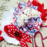 Manufacture Glitter Rhinestoned Shabby Flowers Headband In Red Polka Dot Bow thumbnail-2