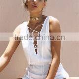 Rompers Jumpsuits Women 2016 Long Sleeve Low Plunge Neckline Foral Jumpsuit thumbnail-5