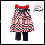 Chevron Pillowcase Dress 4th of July Girls Boutique Outfits Children Long Frocks Designs Kids Clothing Wholesale
