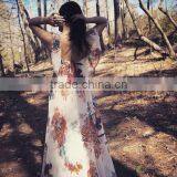 Mommy and me Maxi Dresses Chiffon Flower Print Ladies Dresses for Women thumbnail-2