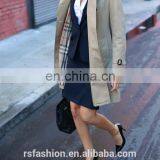 Notched Collar Double-breasted Horn Button Front Back Vent Mid-length Windbreak Women Trench Coat thumbnail-3