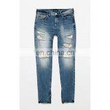 Men Stretch Denim Ripped Skinny Stretch Zip Destroy Frayed Edges Indigo Industry Supply co Jeans thumbnail-4