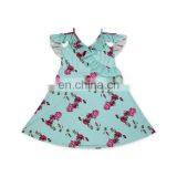 Casual Design A-line Summer Ruffles Cold Shoulder Floral Dress For Girls thumbnail-1