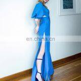 TWOTWINSTYLE Square Collar Lantern Half Sleeve High Waist Side Split Flare Jumpsuits For Women thumbnail-3