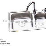 With Faucet Feature Rectangular Double Bowl Shape Universal Stainless Steel Kitchen Sinks thumbnail-1