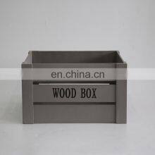 Gray Wooden Craft Storage Box Bin Basket for Home Decor thumbnail-2