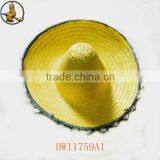 New Style Big Bright Yellow Mexico Straw Hat thumbnail-1