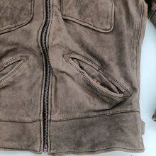 Men's Washed Distressed Retro Vintage Sheepskin Leather Suede JACKET thumbnail-3