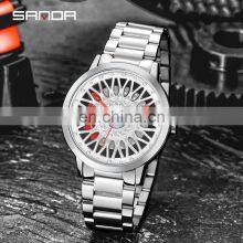 SANDA P1060 Fancy Cool Watch for Men Quartz Unique Dial Style Leather Mens Modern Watch thumbnail-3