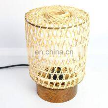 New Design Small Bamboo Table Lamp, Handmade Boho Style Night Light, Natural Bedroom Decorative Room Vietnam Manufacturer thumbnail-1