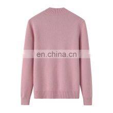 Women's Custom Logo Basic Pullover Thick Half Collar 100% Pure Cashmere Sweater Knitted Solid Pattern Casual Style Winter Season thumbnail-3