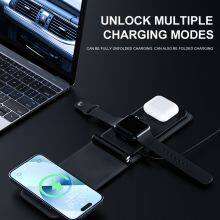 Portable 3 in 1 Wireless Charger Mobile Phones Foldable Fast Smart Magnetic Charging Convenient for IPhone 15 14 thumbnail-5