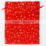 Blue With Snowflake Printed Ornaments Velvet Gift Bags With Elastic Rope for Packing Ornaments/watch/mobile Phone thumbnail-1