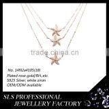 2015 Generous and High Fashion 925 Silver Sister Rose Gold Latest Model Starfish Cubic Zircon Necklace Set for Ladies thumbnail-1