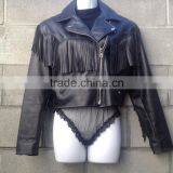 Leather Fringed Cropped Western Sexy Cowgirl Jacket/Men Motorbike Racing Leather Jacket/Motorcycle Biker Jacket/WB-MBJ-502 thumbnail-1