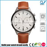 PVD grey/brushed 316L stainless steel case water resistant 5ATM man multi-functional leather sport watch