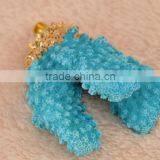 Wholesale Golden Tone Alloy Gemstone Natural Coral Pendant thumbnail-3