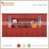 Solid Wooden Red Filing Cabinet With Glass Doors and Combination Lock