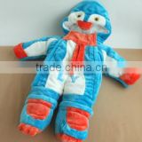 cute baby thickening plush clothes with hat/cute baby penguin shape clothes/wholesale baby clothes