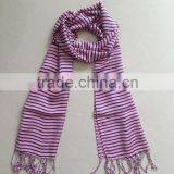 Viscose Scarf With Fringe/ Stripe Pattern thumbnail-1