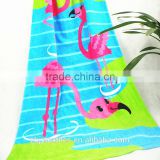 100% Cotton Velour Customized reactive printed beach towels cartoon beach towel ---flamingo printing