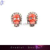 2014 Beautiful Rhinestone Skull Stud Earrings Trendy Fashion Jewelry Earrings For Women