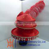 Wholesale Hat Suppliers Red Fancy Church Hat With Big Feather BM-5015 Quality Choice thumbnail-3