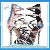 Sexy Women High Heel Pumps Sandals Pretty Rainbow Color Open Toe Strappy Lady Sandals thumbnail-1