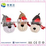 Plush lying brown pug dog toys/made of soft plush /Christmas hat dog toy