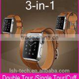 New 1:1 Original Quality Cuff Bracelet Strap Leather Watchband for Apple Watch Band 42mm 38mm With Metal Adapters thumbnail-1