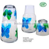 giant unique glass decanter set with butterfly decoration