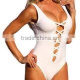 White Sexy Plunge Crisscross Open Bikini With Scoop Back PW- LC41071 thumbnail-2