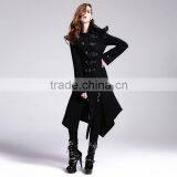 Devil Fashion 2015 PUNK Gothic Long Coat Black Jacket Made in China CT014 thumbnail-1