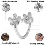 2015 Fashion 925 Sterling Silver Ring Twins Sunflower Desing Zircon Pave Setting Open Ring thumbnail-2