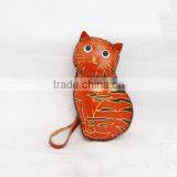 Handmade Leather Large Cat Coin Purse thumbnail-2