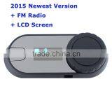 LCD Screen and FM Function,1000M 3 Riders Motorcycle Intercom BT Bluetooth Wireless Interphone Helmet Headset thumbnail-1