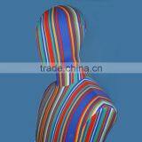 Articulated Male Dress Form With Half-Leg -- Striped Linen Mannequin thumbnail-2