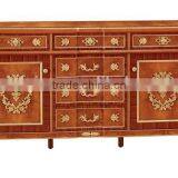 Luxury British Antique Painted Buffet, Dining Room Furniture Decorative Side Cabinet, Exquisite Hand Carved Wooden Sideboard thumbnail-3