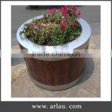 Arlau Outdoor Park Round Wooden Planter thumbnail-1