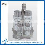 Clear Round Kitchen Glass Essential Oil Used Container Set With Metal Rack thumbnail-1