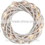 White Shabby Chic Wicker Wreath Home Decor Battery Operated thumbnail-1