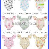 Baby Girls Summer Gift Boutique Cotton Romper Off Shoulder Romper Yellow Flower Flutter Bodysuits thumbnail-6