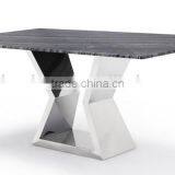 Modern Dining Table With Marble Top and Chrome Base thumbnail-3