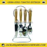 Colorful Handle Stainless Steel Flatware With Wire Stand