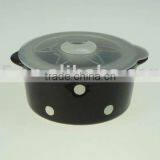 Stoneware Casserole With Plastic Cover thumbnail-1