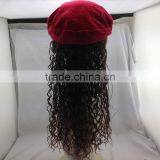 Children Red Beret With Wig Kid Girl Cap With Periwig thumbnail-5